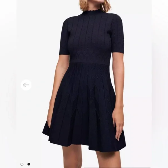 Maje | Dresses | Maje Reciera Geometricjacquard Stretchknit Dress Navy Blue  Us Size 4 | Poshmark